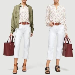 NWT Frame White Le Stevie Crop Raw Hem Jeans size 26